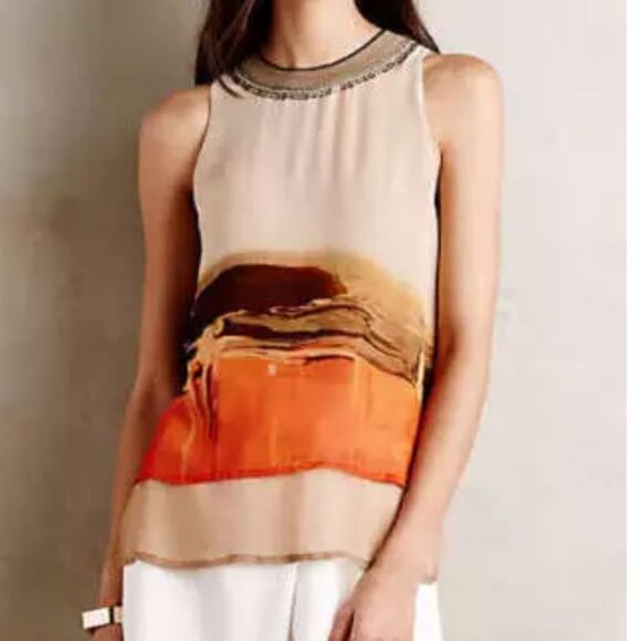 Anthropologie Blank London High Desert Shell Sleeveless Blouse Top Large - Picture 3 of 3